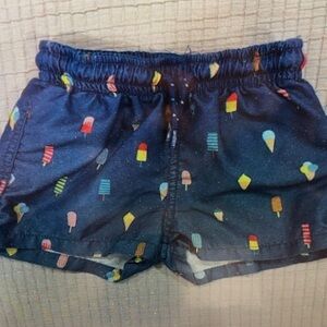 Ice Cream Print Kids Swim Trunks - Blue